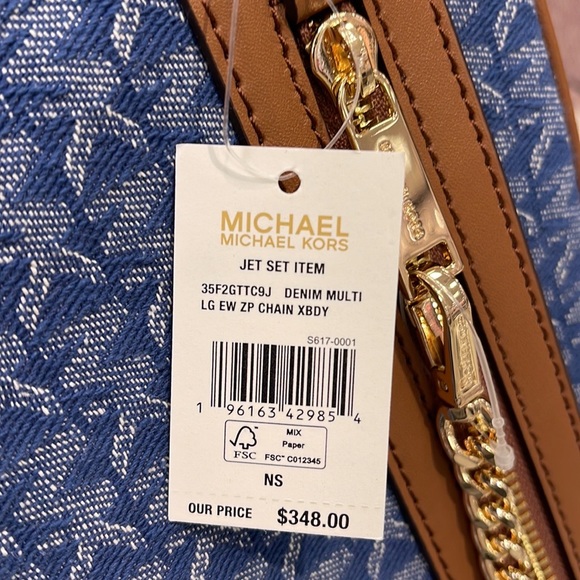 Michael Kors Jet Set Item Large East West Zip Chain Crossbody XBody 
Denim Multi - Picture 5 of 16